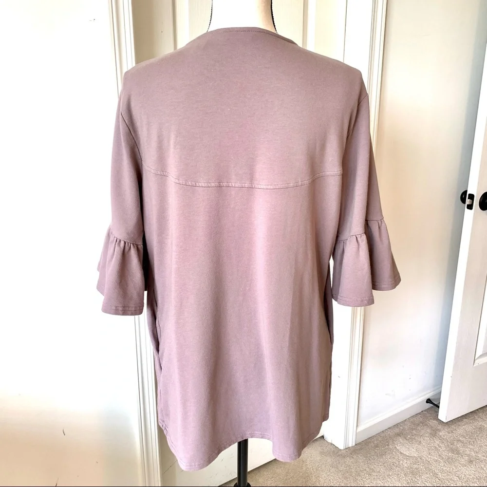 ANYBODY Mauve Ruffled Arm Open Cardigan—SZ. Small - Picture 5 of 12